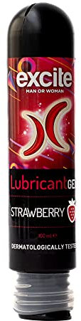 Excite Gel lubrifiant intime à base d'eau parfumé à la fraise, 100 ml - Hydratant et doux pour les peaux sensibles, végétalien et non testé sur les animaux