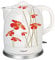 Maestro Hervidor eléctrico de cerámica MR066, diseño de flores, 1,5 l, color blanco y rojo
