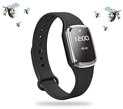 ultrasuoni Bracciale Repellente per zanzare Braccialetto Repellente Fasce elettronico Intelligente da Polso Wristband con Orologio Ricarica USB/Impermeabi Fit Adulti e Bambini