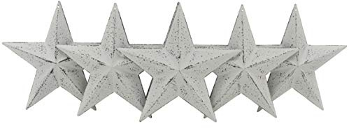 CVHOMEDECO. Country Rustic Antique Vintage Gifts Metal Barn Star Wand-/Türdekor, 14 cm, 6er Set. (Whitewash)