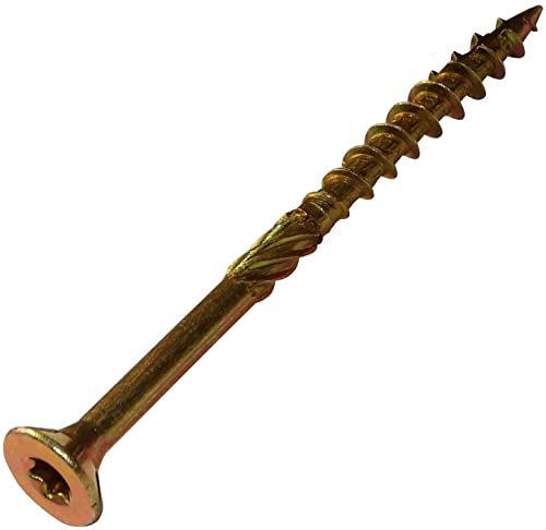 AERZETIX - C44472 - Lot de 100 - Vis à bois Ø5x70 mm tête fraisée à empreinte étoile T25 - en acier zingué jaune - assemblage filetage serrage fixation charpente contreplaqués agglomérés mélaminés