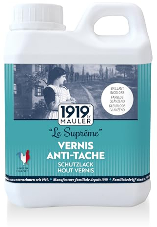 1919 BY MAULER - Vernis Multisupport Le Suprême - Aspect Cire Incolore - Produit Anti-Rayure, Anti-Tache - 4h de séchage entre chaque couche - 1 L