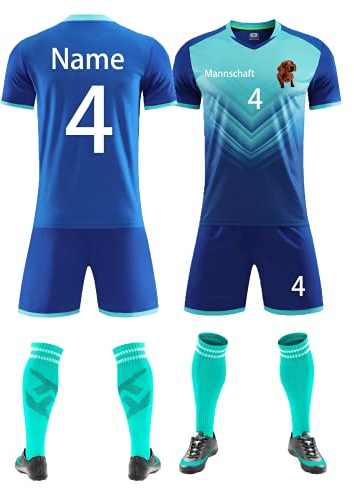 Benutzerdefiniert Trikot T-Shirt Shorts 2 Teiliges Set Jeder Name Nummer Team Logo - Fußballtrikot Kinder Männer Jungen Personalisierte Fußballtrikots