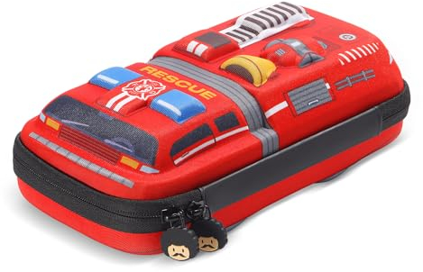 RockPapa Große Federmäppchen, Feuerwehrauto Mäppchen Schule für Jungen & Mädchen, Große Kapazität Pencil Case für Schule & Büro