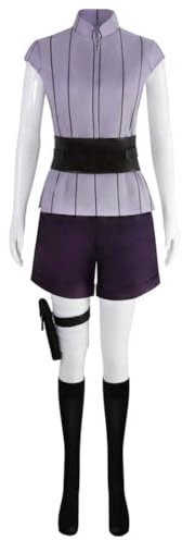 Jilijia Damen Hyūga Hinata Anime Cosplay Kostüm mit Tops Hosen Ninja Stirnband Uniform Set Halloween Party Weihnachten Kostüm