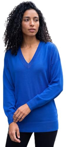 Roman V-Neck Jumper for Women UK Ladies Boyfriend Fit Slouch Sweater Winter Autumn Textured Casual Flattering Knit Pullover Knitwear Daywear Lightweight Lounge