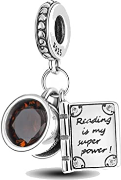 Streetculture Tee Kaffee Leseratte Leser Leserin Buch Studieren - Bettelarmband Anhänger Schmuck Dekoration Zubehör Geschenk Sterlingsilber (694)