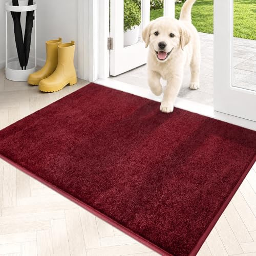PURRUGS Schmutzfang-Fußmatte, 61 x 90,2 cm, rutschfest, maschinenwaschbar, Eingangsteppich, Hunde-Fußmatte, Eingangstürmatte, super saugfähiger Eingangsteppich für schlammige Schuhe und Pfoten