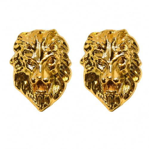 Uteruik Broches de Col Tête de Lion Dorées, 1 Paire | Environ 2 x 1,2 cm chacune, avec tige et fermoir pour cols, revers, vestes ou foulards