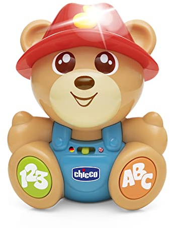 Chicco Teddy DER BÄRENFREUND (DE/EN), SPRECHENDER INTERAKTIVER BÄR, LERNE ZÄHLEN VON 1-10 UND Bauernhof Tier IN 2 SPRACHEN, 6M+