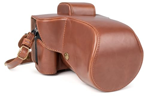 MUZIRI KINOKOO Fuji XT5 Schutzhülle, Retro-PU-Leder-Kameratasche für Fuji XT5/X-T5 DSLR-Kamera – Fuji XT5 Hülle mit Öffnung unten & Schultergurt & Aufbewahrungstasche – Kaffee
