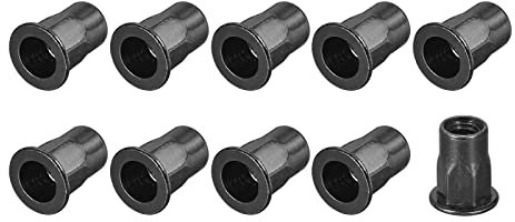 METALLIXITY Rivetto Dadi (M6) 100pz, Acciaio Carbonio Mezzo Esagonale Filettato Inserimento Dadi - per Mobili Fissaggi Meccanici, Nero
