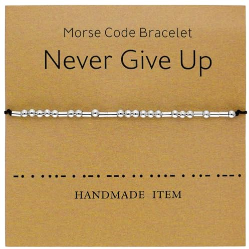 Tidefire Morsecode Armbänder für Frauen Männer Geheime Armreif Freundschaft Armband mit (MS009 Niemals aufgeben)