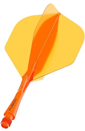 WINMAU Darts Fusion Integrated Flight & Shaft System - No.2 Shape & Design - Orange Farbe, Kurze Länge