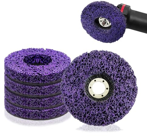 Lot de 5 Disques de Nettoyage Meuleuse CSD Disque 125x22mm Violet Disque nettoyage Abrasif pour Peinture Meuleuse D'angle en Traitement de Surface de la Enlever la Rouille Peinture Disque en Nylon