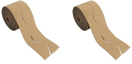 Bright Ideas Corrugated Border Rolls, Natural, 10cm x 7.5m, BI7875 (Pack of 2)
