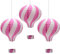 CEEYSEE 3 Stück Hängende Heißluftballon 30cm Bunt Papier Ballon Lampions mit Gondel Falten Papierlaterne für Hochzeit,Party Dekorationen (Rosa/RQFNS)