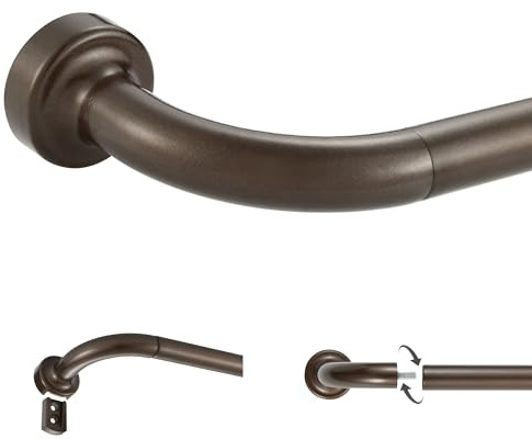 Gardinenstange in Dunkelbronze, verstellbare Gardinenstange mit Aluminium-Endstücken und Halterungen, umschließendes Design, 121,9–213,4 cm