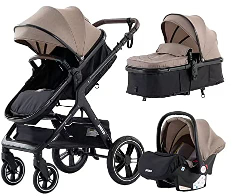 YAZOCO kinderwagen 3 in 1 Buggy Babybett Komplett Set Einem Klick Zusammenklappbarer Kinderwagen, KombiKinderwagen Aluminiumrahmen für Neugeborene