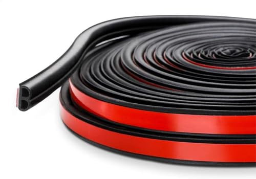 Goma para puertas de coche, Forma B Tira de Autoadhesiva para Sellado, Junta de Goma Autoadhesiva, para Puerta de Coche, Ventana, Insonorización, Negro-5.5m