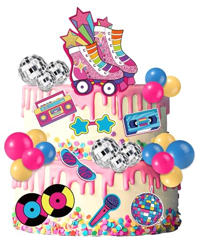 31St Rollschuh Kuchenaufsatz, Discokugel Cake Topper Retro 80er-90er Jahre Kuchenaufsatz Hip Hop Thema Kuchendekorationen Rollschuh Partydekorationen