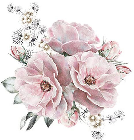 Peony Wall Sticker, 3D Mural, Floral Decals, Pink Pattern Wallpaper, Waterproof Flower Decal for Home Bedroom Nursery Kitchen Bathroom Decoration