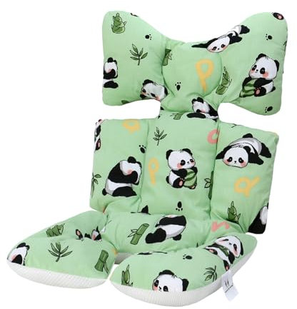 Miracle Baby Cojín Carro Bebe,Colchoneta Silla Paseo Universal,Colchoneta Silla Paseo Transpirable 100% Algodón,Colchoneta Silla Bebe Uso de Doble Cara para Bebe,70 * 38cm(Panda Verde)