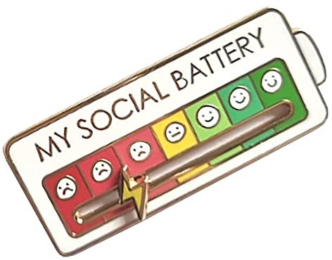 KMOCEPLY 1/2/4Pcs MY SOCIAL BATTERY Brooch Pin - Funny Social Mood Pin for 7 Days Creative Expression - White