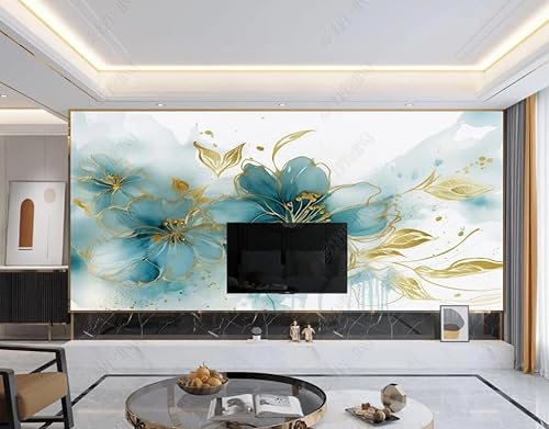 Fototapete Blauer Marmor Mit Blumenmuster 250X175 Cm Design Tapete Fototapeten Tapeten Wandtapete Moderne Wand Schlafzimmer Wohnzimmer