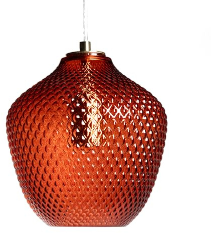 LEDKIA Pendelleuchte Metall und Glas Oradea Rot | Modern & Stilvoll | Für Esszimmer, Wohnzimmer, Schlafzimmer | 1700 mm x Ø200 mm