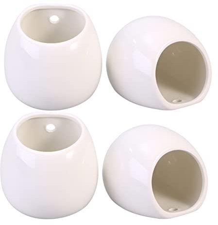 Yardenfun 4 Pièces Pot De Fleurs Suspendu Céramique Pot De Fleurs Mural pour Plantes Design Rétro Élégant pour Intérieur