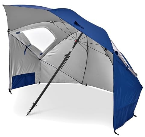 Sport-Brella Premiere Portable Sun Umbrella - Mehrzweck Gartenregenschirm, Einfaches Falten, 243 cm, 1 Stück, Ideal für Outdoor-Aktivitäten, Strand und Garten, UV-Schutz - Blau