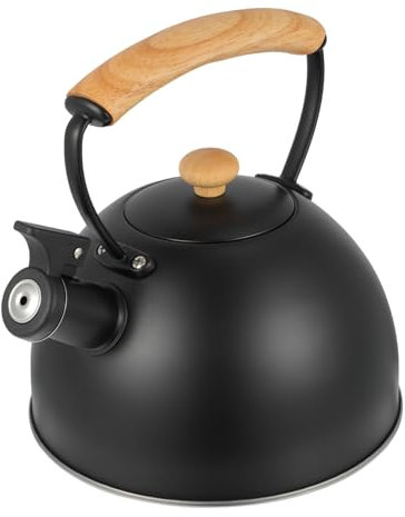 Amosfun 1pc Whistle Kettle Electric Kettle Stove Top Water Kettle Stove Teapot Enamel Tea Kettle Stove Top Kettle Water Heating Kettle Whistling Stovetop Espresso Pots Wood Black