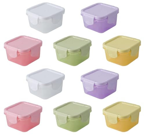10 Pezzi Mini Contenitori per Alimenti per Bambini 60ML Contenitori Plastica per Alimenti Contenitori Ermetici per Alimenti Prova di Perdite con Coperchi per Salse Snack Marmellate