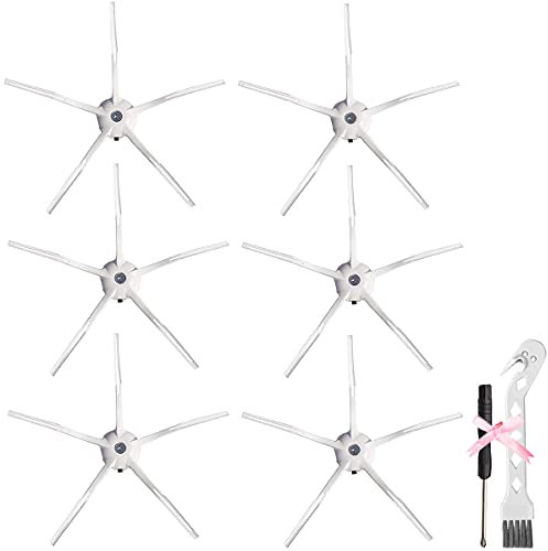 EATBALE Silikon-Seitenbürsten Ersatz für Roborock S7, S6 MaxV, S6, S6 Pure, E4, S5 Max, S5, S4 Max, S4, E35 und E2 Saugroboter, 6 Stück (Weiß)