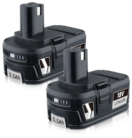 DASNITE 2Stück 5,5Ah Li-ion Ersatzakku Für Ryobi 18V Akku P108 P102 P103 P104 P105 P107 RB18L15 RB18L25 RB18L40 RB18L50 BPL-1815 BPL-1820G Lithium Ersatzakku Für Ryobi 18V Akku-Elektrowerkzeug