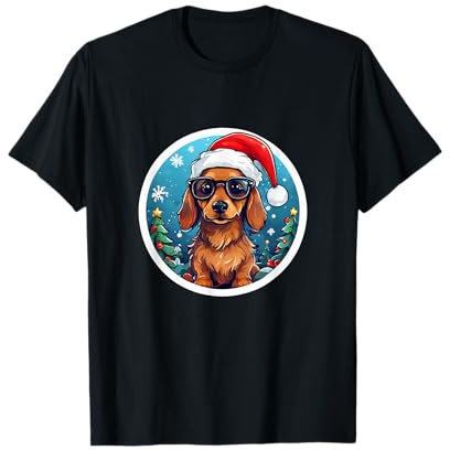 Weihnachtsmütze Weihnachtsoutfit Weihnachten Dackel Hund T-Shirt