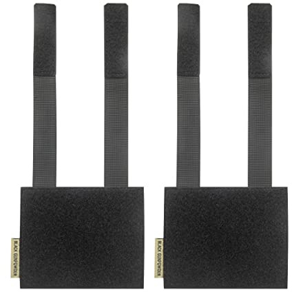 2 Stück Tactical Badge Pad, 5 x 4 Zoll MOLLE Platte, Outdoor Weste Rucksack MOLLE System Klettverschluss Zubehör (Black 2pcs)