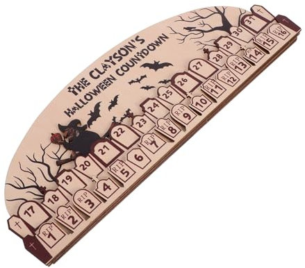 Vaguelly Halloween Adventskalender Aus Holz Kreative Hexen-Dekoration Für Festtage Für Tisch Und Theken-Dekoration Liebevoll Gestalteter Countdown-Kalender Für Halloween