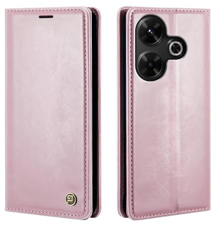 phase9 Handyhülle für Xiaomi Redmi 13 Klapphülle Magnetverschluss RFID-Schutz Kartenfächer Geldfach Standfunktion Vintage Schutzhülle Rosa