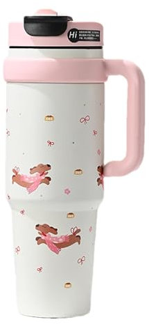 Gungtj Insulated Tumbler, Modern Leakproof Bottle, Tumbler with Handle, 1000ml Reusable Ideal for Iced Coffee, Refreshing Cold or Smoothies, Daily Use, 2.56x9.84x3.54 Inches