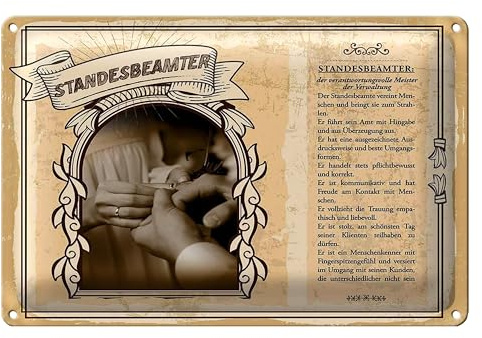 Nostalgisches Blechschild | Standesbeamter | Vintage-Dekoration | 20 cm x 30 cm