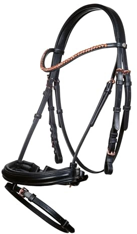 HKM Rosegold Glamour Style Trense, Schwarz/Rosegold, Vollblut