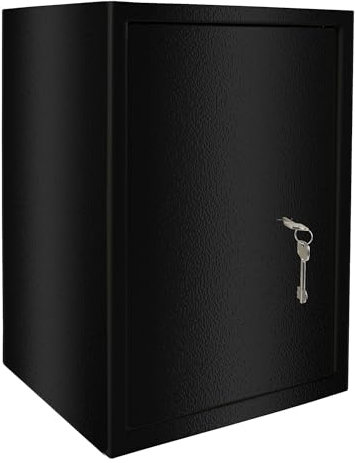 UISEBRT Safe Tresor Möbeltresor mit Doppelbartschloss - Schlüsseltresor Abschließbarer Schrank Geldkoffer Wandsicher Tresorbox für Hause Büro Hotel - 35x31x50cm Schwarz