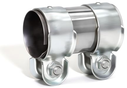 KINETOX Double Bolt Exhaust Clamp 50mm – Stainless Steel Band Clamp Joint Pipe Connector for Car Exhaust System Universal Repair Sleeve Heavy Duty Ø 50mm L:95mm