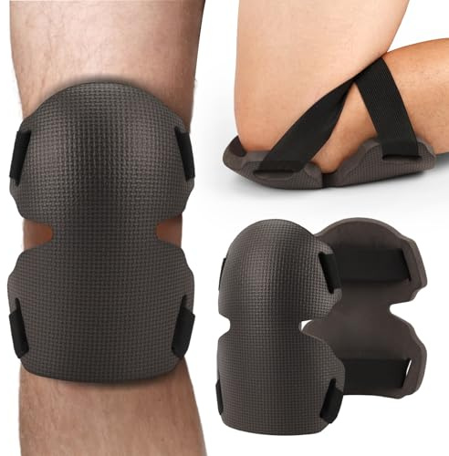Fiohiros Garden Knee Pads – EVA Foam Soft & Shock Absorbent, Adjustable Double Hook & Loop Fasteners, Waterproof & Corrosion-Resistant, Knee Protection for Workers & Gardeners (Black)