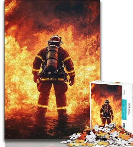 Feuerwehr-Puzzle für Erwachsene, 1000 Teile, hilft dem Gehirn, süchtig machendes Spielzeug zu trainieren, um Geduld zu fördern, tolles Geschenk (38x26cm)