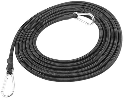 WANYI Expander mit Haken 2M Spanngummi mit Dick Karabiner Gummiseil Schwarz Gepäckspanner 2,5-Fache Dehnung Gummispanner für Sonnensegel, Gepäck, Auto, Ladung, Camping