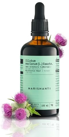 Mariendistel (Silybum marianum) Alkoholfreie Urtinktur – flüssiger Extrakt – Tropfen – 100 ml – Nahrungsergänzungsmittel – Marishanti – 100% natürlich und vegan