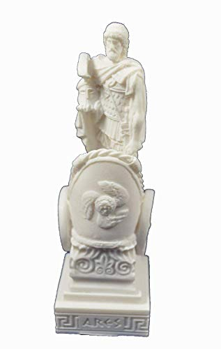 Ares-Skulptur auf Wagen antiker griechischer Kriegsgott Statue